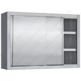 Stainless Steel Wall Cupboard with Inox Sliding Doors 100 cm
