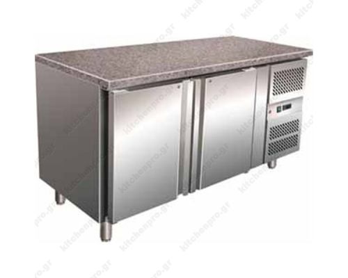 Επαγγελματικό Ψυγείο Πάγκος Συντήρηση 150.5 εκ. 2 Θυρών Ζαχαροπλαστικής με Γρανίτη Ταψιά 40χ60 εκ.