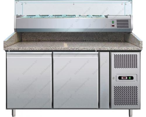Ψυγείο Πίτσας με Ανεξάρτητο Επαγγελματικό Ψυγείο Υλικών 151 x 80 εκ. G-PZ2600TN-FC FORCOLD Ιταλίας 