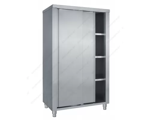 Stainless Steel Upright Storage Cabinet with Sliding Doors 160 cm 