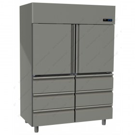 Επαγγελματικό Ψυγείο Θάλαμος-Συντήρηση με 2 Πόρτες & 6 Συρτάρια Slim Line 1315 Lt GINOX Ελλάδος