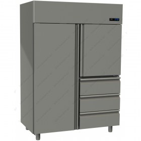 Επαγγελματικό Ψυγείο Θάλαμος-Συντήρηση με 2 Πόρτες & 3 Συρτάρια Slim Line 1315 Lt GINOX Ελλάδος