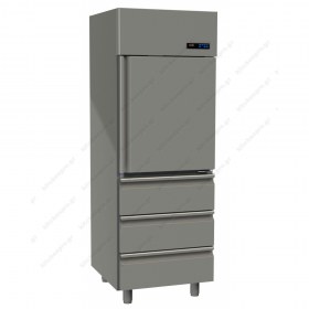 Επαγγελματικό Ψυγείο Θάλαμος Συντήρηση 1 Πόρτα & 3 Συρτάρια Slim Line 597 Lt GINOX Ελλάδος