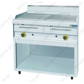 Επαγγελματικό Grill (Γκριλίερα) Αερίου Διπλό 87x65εκ. με Bάση GR2 SERGAS 