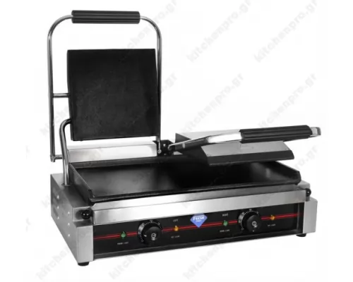 Commercial Contact Grill Double 57x40 cm Ribbed Top & Smooth Bottom FRESH