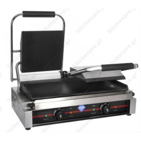 Επαγγελματική Τοστιέρα Διπλή 57x40 εκ Ραβδωτή Πάνω & Λεία Κάτω FRESH