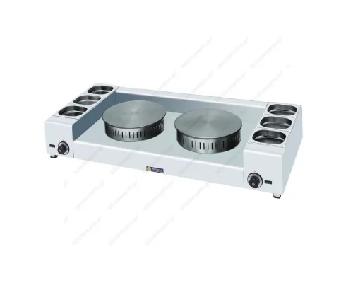 Commercial Electric Crepe Machine with 2 Plates 35cm and Basins KEL2X35 SERGAS Greece