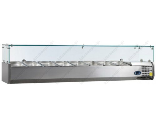 Επιτραπέζια Βιτρίνα Πίτσας - Τόστ για 8 Λεκανάκια GN1/4 180 εκ. VK33-180-i TEFCOLD Δανίας