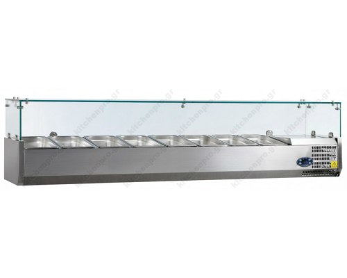 Επιτραπέζια Βιτρίνα Πίτσας - Τόστ για 8 Λεκανάκια GN1/3 180 εκ. VK38-180-i TEFCOLD Δανίας