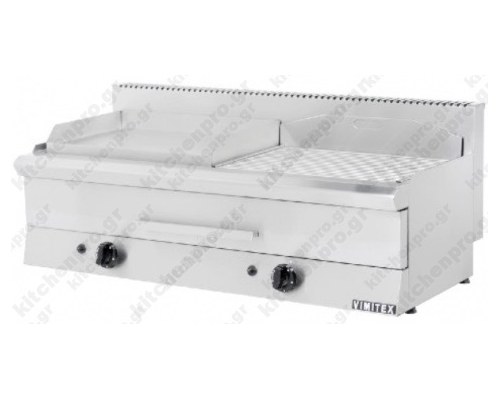 Επαγγελματικό Grill + Πλατώ Αερίου Διπλό 108 x 56 εκ. 752K VIMITEX Ελλάδος