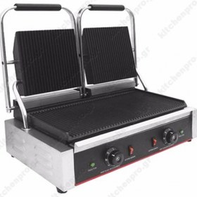 Επαγγελματική Τοστιέρα Διπλή 57 x 34 εκ. Ραβδωτή Πάνώ-Κάτω ΒΝ813 ITALSTAR