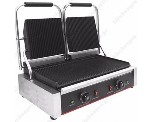 Επαγγελματική Τοστιέρα Διπλή 57 x 34 εκ. Ραβδωτή Πάνώ-Κάτω ΒΝ813 ITALSTAR