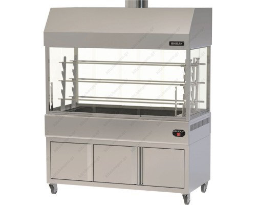 Επαγγελματική Ψησταριά Κάρβουνου Βαγονέτο 1 Αξονας- 3 Σούβλες ΒΙΟΚΑΝ Ελλάδος