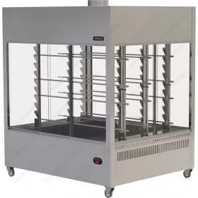 Closed Charcoal BBQ Rotisserie 3 Αxes-12 Spits BIOKAN Greece 