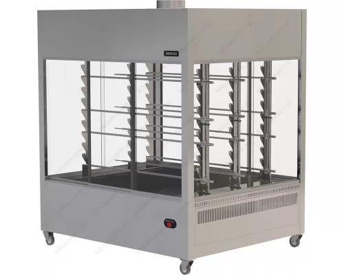 Closed Charcoal BBQ Rotisserie 3 Αxes-12 Spits BIOKAN Greece 
