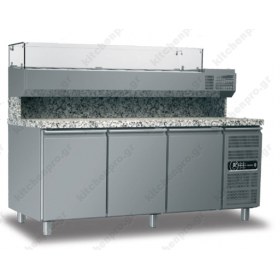 Ψυγείο πίτσας με πάγκο γρανίτη GINOX (197,5 x 80 εκ.) | ΨΥΓΕΙΑ ΠΙΤΣΑΣ