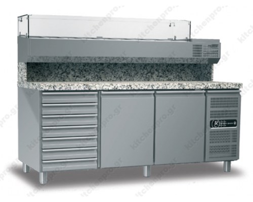 Ψυγείο Πίτσας με Γρανιτένια Επιφάνεια 197,5 x 80 εκ. GINOX Ελλάδος