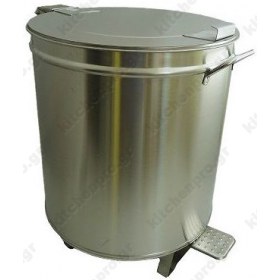 Τροχήλατος Ανοξείδωτος Κάδος Απορριμμάτων 75 Λίτρων με Πεντάλ