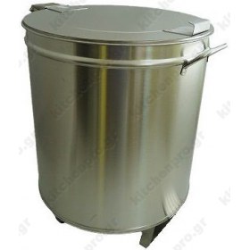 Τροχήλατος Ανοξείδωτος Κάδος Απορριμμάτων 50 Λίτρων