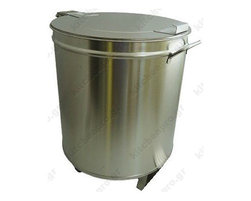 Τροχήλατος Ανοξείδωτος Κάδος Απορριμμάτων 75 Λίτρων