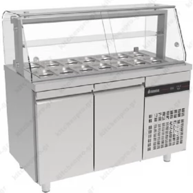 Saladette Refrigerated Counter-Cooler 136 x 70 cm. 2 Doors & Showcase ZQFP99 ΙΝΟΜΑΚ Greece
