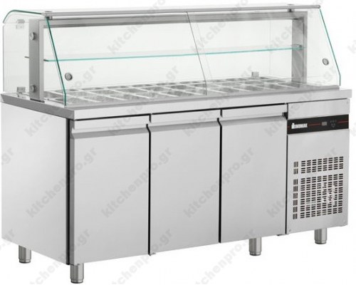 Επαγγελματικό Ψυγείο Πάγκος Σαλατών-Συντήρηση 181 x 70 εκ. με 3 Πόρτες ZQFP999 ΙΝΟΜΑΚ Ελλάδος