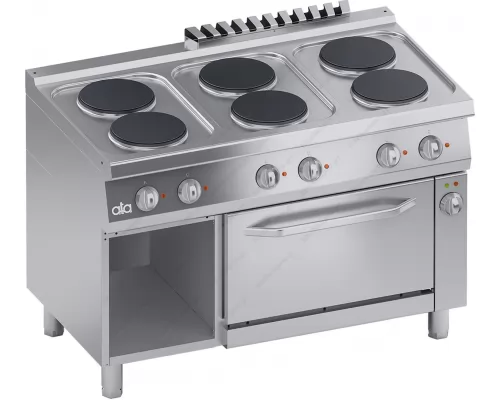 Commercial Electric Cooker 6 Ranges & Electric Oven 1/1 GN & Οpen Cabinet 70 x 120 cm C2ECU15FF S700 ATA srl Italy