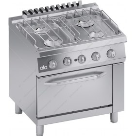 Επαγγελματική Κουζίνα  Αερίου 4 Εστιών + Φούρνο Αερίου 1/1 GN S700 80 x 70 εκ. C2GCU10FF ATA srl Ιταλίας