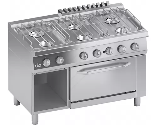 Commercial Gas Cooker 6 Ranges + Gas Oven 1/1 GN & Cabinet S700 120 x 70 cm C2GCU15FF ΑΤΑ slr Italy