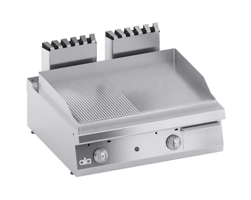 Gas Griddle Plate 1/2 Smooth 1/2 Grooved Mild Steel Top 80 x 70 cm C2GFR10TT ATA Srl Italy