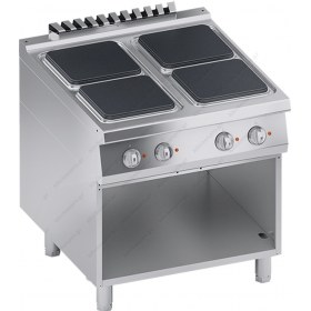 Commercial Electric Cooker 4 Ranges + Open Cabinet S900 80 x 90 cm. K4ECUP10VV ATA srl Italy