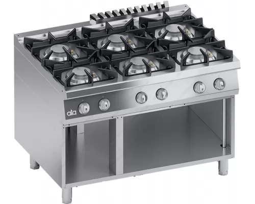 Commercial Gas Cooker 6 Ranges + Open Cabinet S900 120 x 90 cm K4GCUS15VV ATA srl Italy