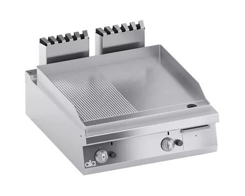 Gas Griddle Plate 1/2 Smooth 1/2 Grooved Mild Steel Top 80 x 90 cm K4GFRS10TT ATA srl Italy