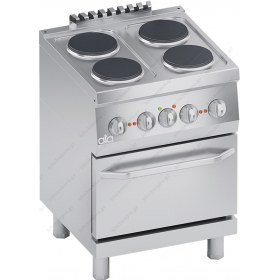 Commercial Electric Cooker 4 Ranges + Electric Oven 1/1 GN S600 60 x 60 cm K6ECU10FF ATA srl Italy
