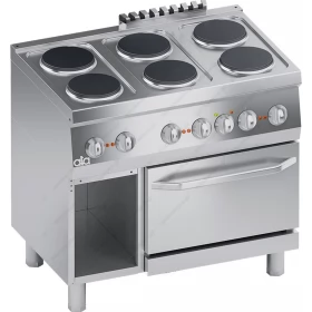 Commercial Electric Cooker 6 Ranges + Oven + Open Cabinet S600 90 x 60 cm K6ECU15FF ATA srl Italy