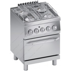 Commercial Gas Cooker 4 Ranges + Gas Oven S600 60 x 60 cm. K6GCU10FF ATA srl Italy