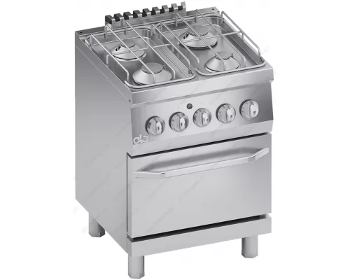 Commercial Gas Cooker 4 Ranges + Gas Oven S600 60 x 60 cm K6GCU10FF ATA srl Italy