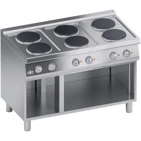 Commercial Electric Cooker 6 Ranges & Open Cabinet S700 120 x 70 cm K7ECU15VV ATA srl Italy
