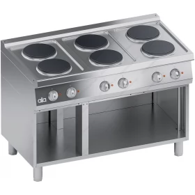 Commercial Electric Cooker 6 Ranges & Open Cabinet S700 120 x 70 cm K7ECU15VV ATA srl Italy