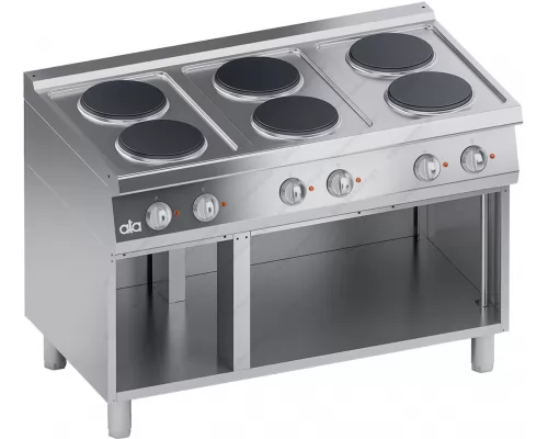 Commercial Electric Cooker 6 Ranges & Open Cabinet S700 120 x 70 cm K7ECU15VV ATA srl Italy