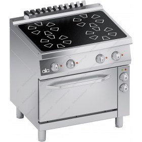 Επιδαπέδια Κεραμική Κουζίνα 4 Εστιών + Φούρνο 1/1 GN 80 x 70 εκ. K7EVC10FV ATA srl Ιταλίας