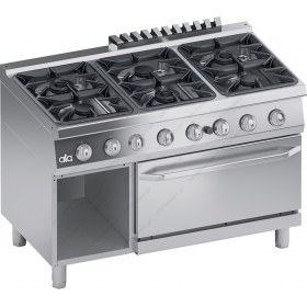 Commercial Gas Cooker 6 Ranges + Gas Oven + Open Cabinet S700 120 x 70 cm ‘‘High Power”  K7GCUP15FFP ATA srl Italy