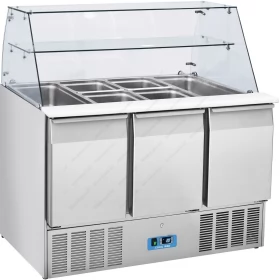 Saladette Refrigerated Cournter  136.5 x 70 cm 3 Doors & Display GN 1/1 CRQ93A COOLHEAD Italy