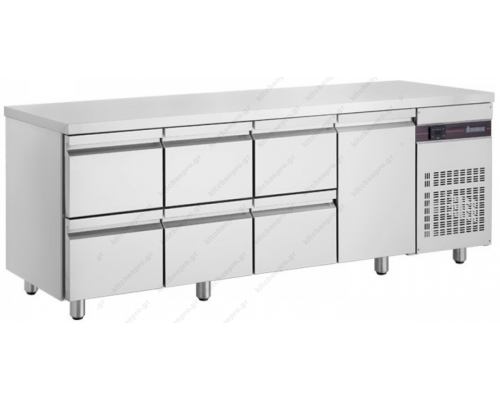 Επαγγελματικό Ψυγείο Πάγκος Συντήρηση 224 x 70 εκ. με 6 Συρτάρια & 1 Πόρτα PNR2229 INOMAK Ελλάδος