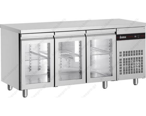 Επαγγελματικό Ψυγείο Πάγκος Συντήρηση 179 x 70 εκ. με 3 Κρυστάλλινες Πόρτες PMR999/GL ΙΝΟΜΑΚ Eλλάδος