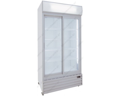 Επαγγελματικό Διπλό Ψυγείο Βιτρίνα Αναψυκτικών με Μετόπη 113 εκ. Πλάτος x 202,3 εκ. Ύψος CL1100 V2GC SL White KLIMAITALIA Ιταλίας