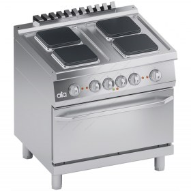 Commercial Electric Cooker 4 Ranges & Electric Ventilated Convection Oven 1/1 GN 80 x 70 cm K7ECU10FVQ s700 ATA srl Italy