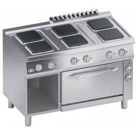 Commercial Electric Cooker 6 Ranges + Convection Oven 1/1 GN + Open Cabinet S700 120 x 70 cm K7ECU15FVQ ATA srl Italy