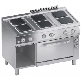 Commercial Electric Cooker 6 Ranges + Convection Oven 1/1 GN + Open Cabinet S700 120 x 70 cm K7ECU15FVQ ATA srl Italy