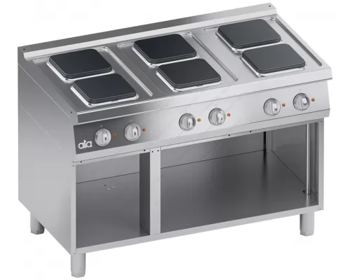 Commercial Electric Cooker 6 Ranges & Open Cabinet 120 x 70 cm K7ECU15VVQ S700 ATA srl Italy